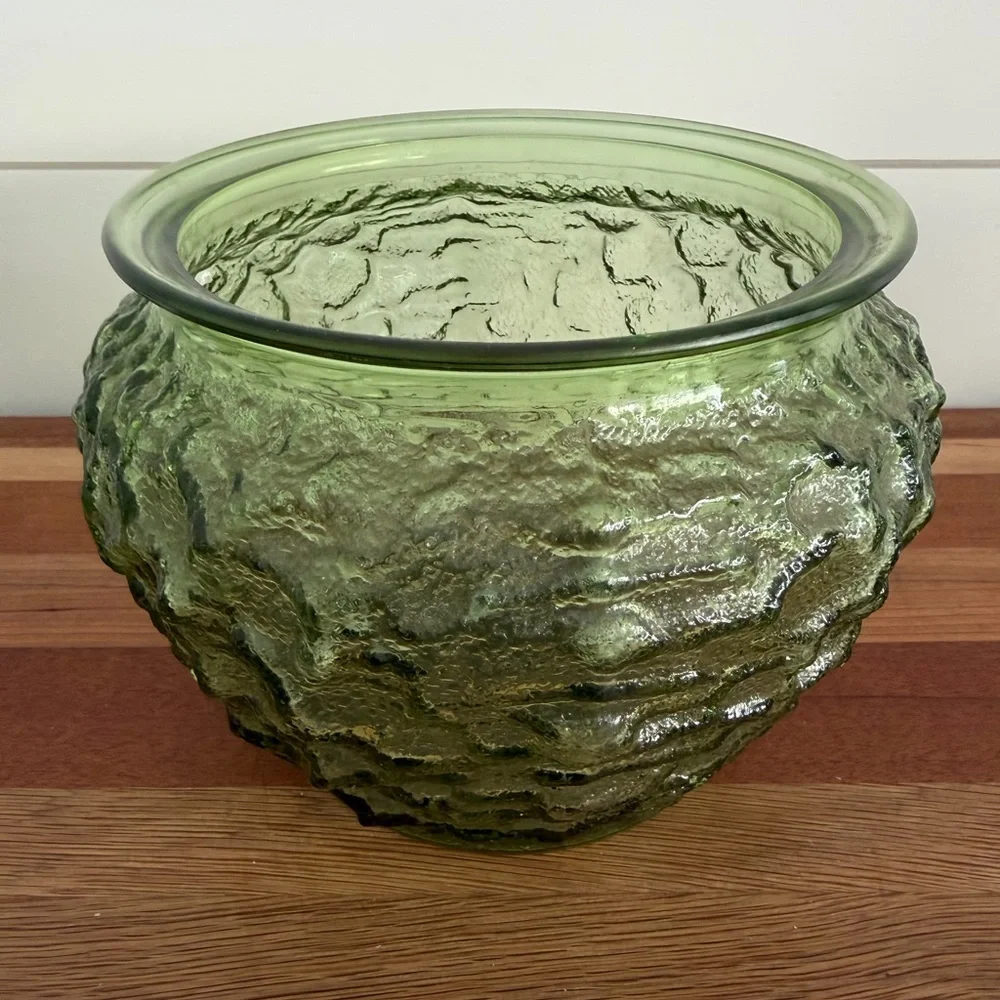 Vintage E.O. Brody Crinkle Vase Green